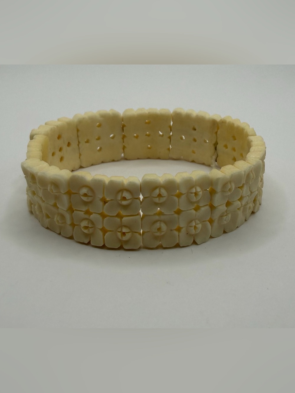 Hand carved Flowers Panel Link Bracelet